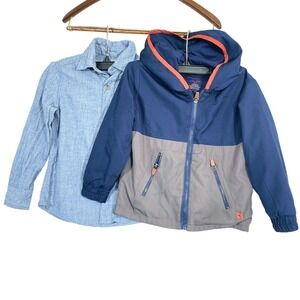 Tommy Bahama Jacket and Shirt Bundle Boys 4-6 Blue Grey Hooded Button Up